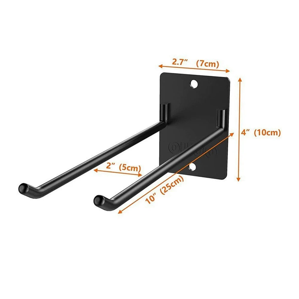rangements outils jardin mural noir industriel pelle râteau fourche fixations plaques métal lisse