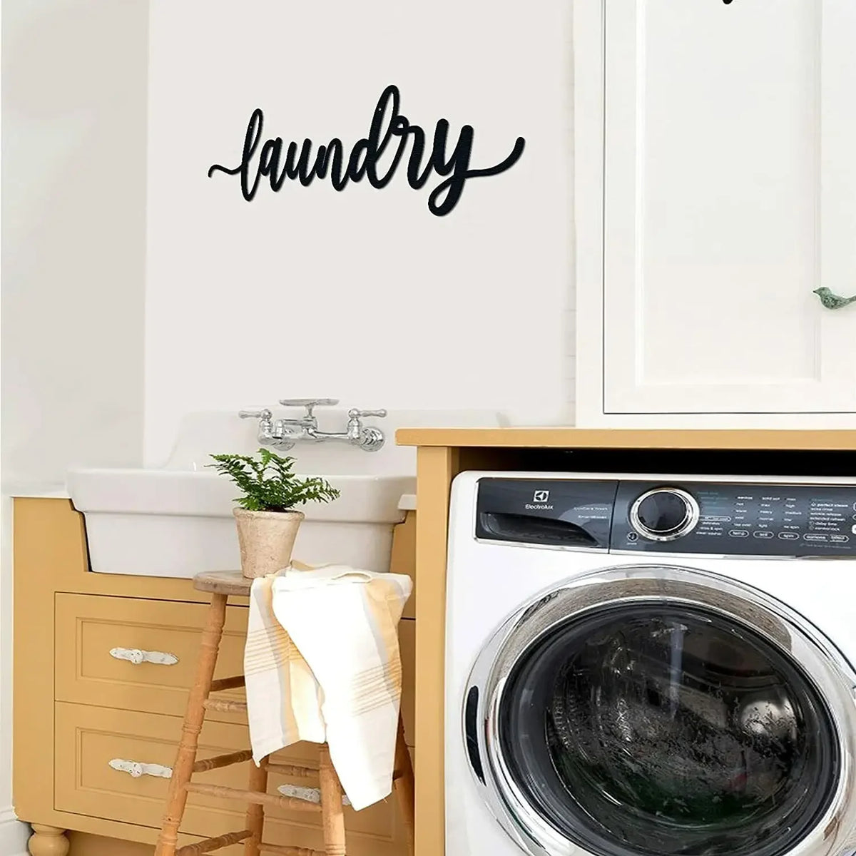 décoration murale métal calligraphie moderne laundry buanderie salle bain panneau fixationsINCTIVEDANSYSTEME