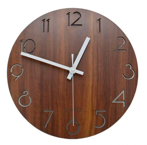 horloge murale ronde bois vintage motif moto décorative silencieuse salon rétro