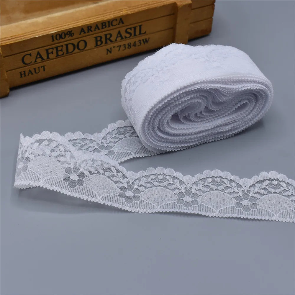 ruban dentelle motif floral blanc large 40mm occasion mariage qualité supérieure 300 yards rouleau