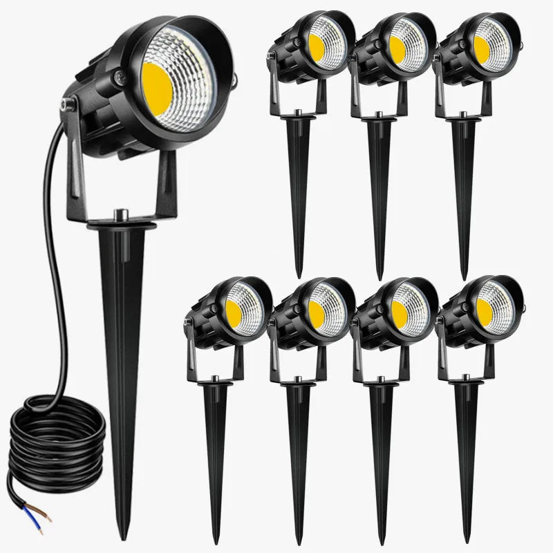projecteur paysager led 7w 2700k ip65 moderne noir rotatif 270deg