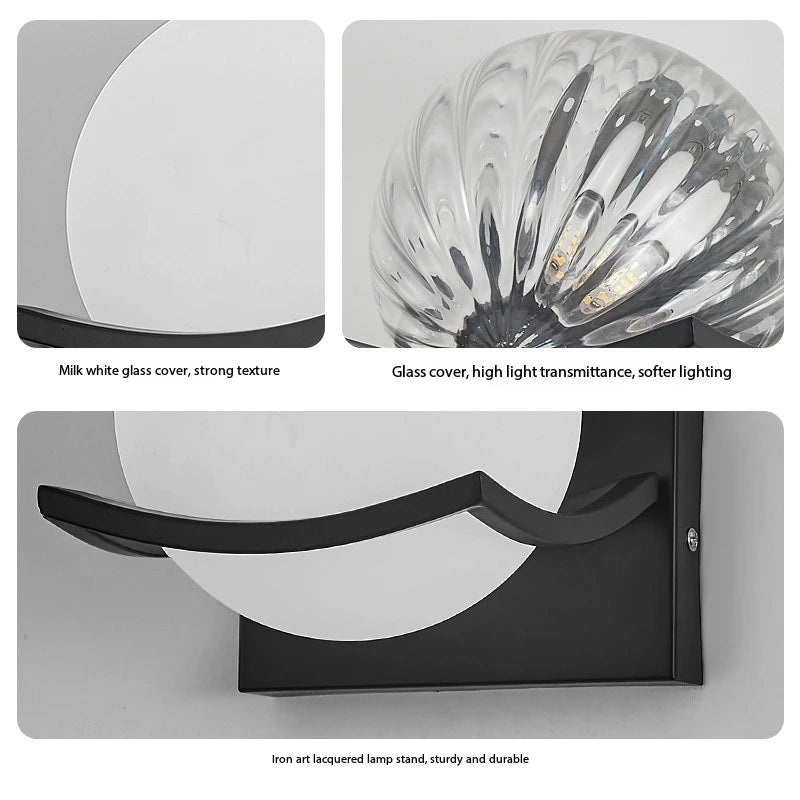 applique murale moderne verre texturé transparent éclairage led fixée mur contemporain chambre veilleuse