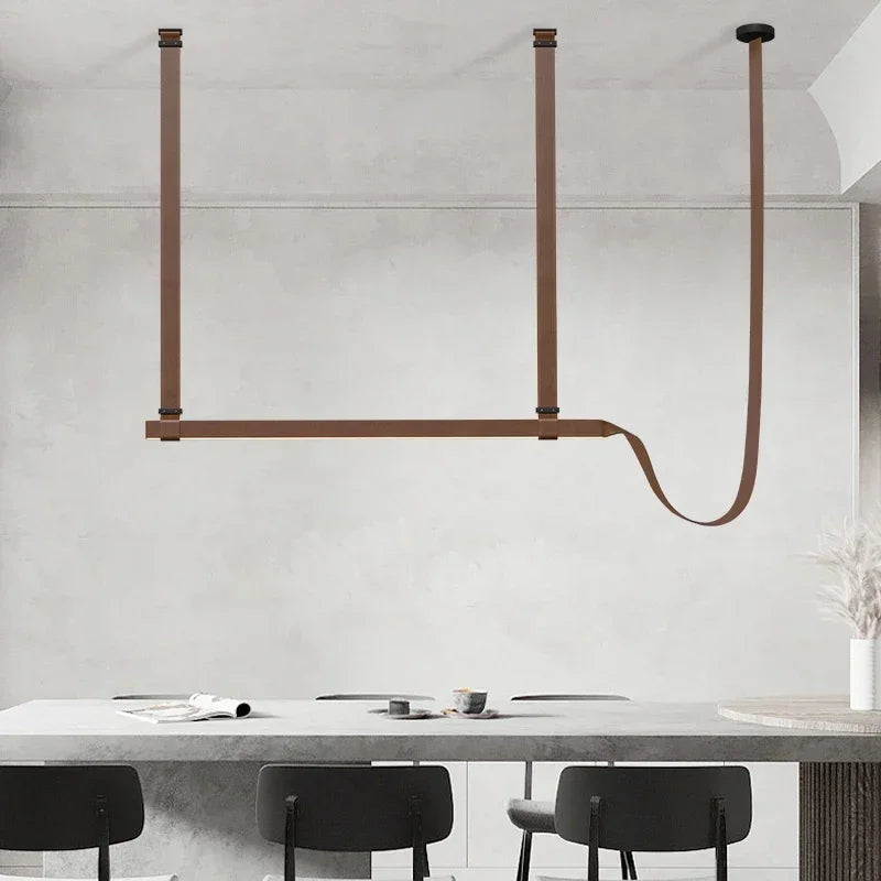 suspension lumineuse moderne marron clair lisse clips câbles 100cm 120cm lumière chaude neutre