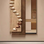 étagère murale moderne plateaux coquillage texture bois géométrique accessoire maison salon minimaliste