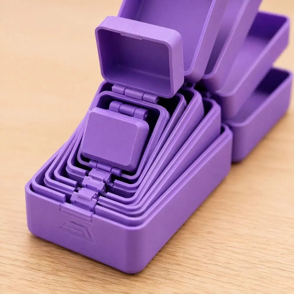 boîtes rangement bijoux violet bleu blanc modernes compartiments multiples plastique clips sécurisées