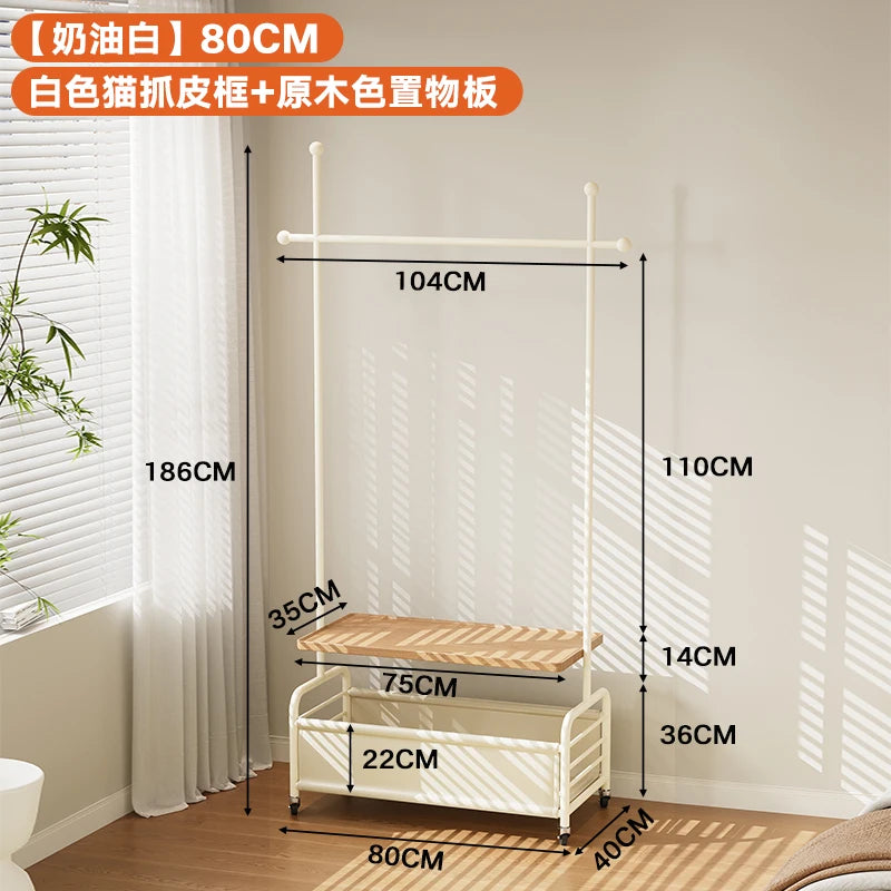 porte manteau moderne acier inoxydable gris roulettes vintage fonctionnel entrée chambre coucher