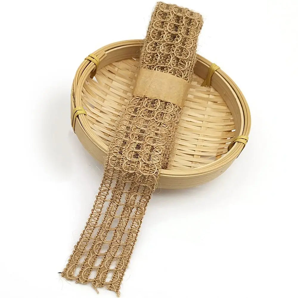 ruban jute beige motif géométrique rustique double face emballage cadeau decoration maison