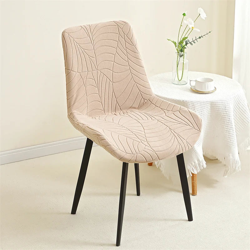 housse chaise moderne jacquard motif feuilles gris clair protection siège banquet mariage