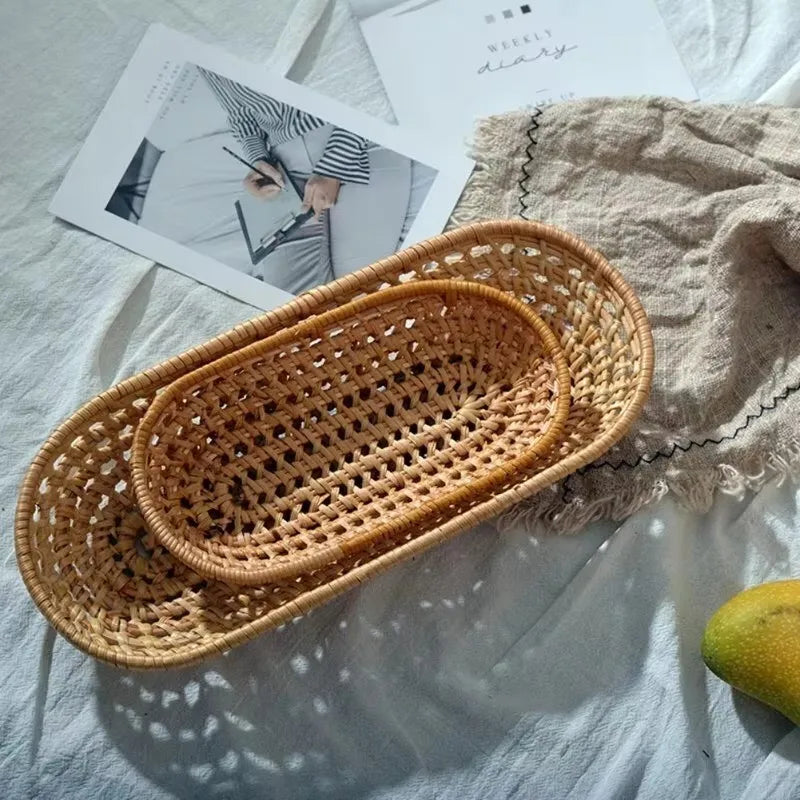 paniers rotin tressage géométrique naturel multifonctionnels ménagers réutilisables traditionnels artisanats