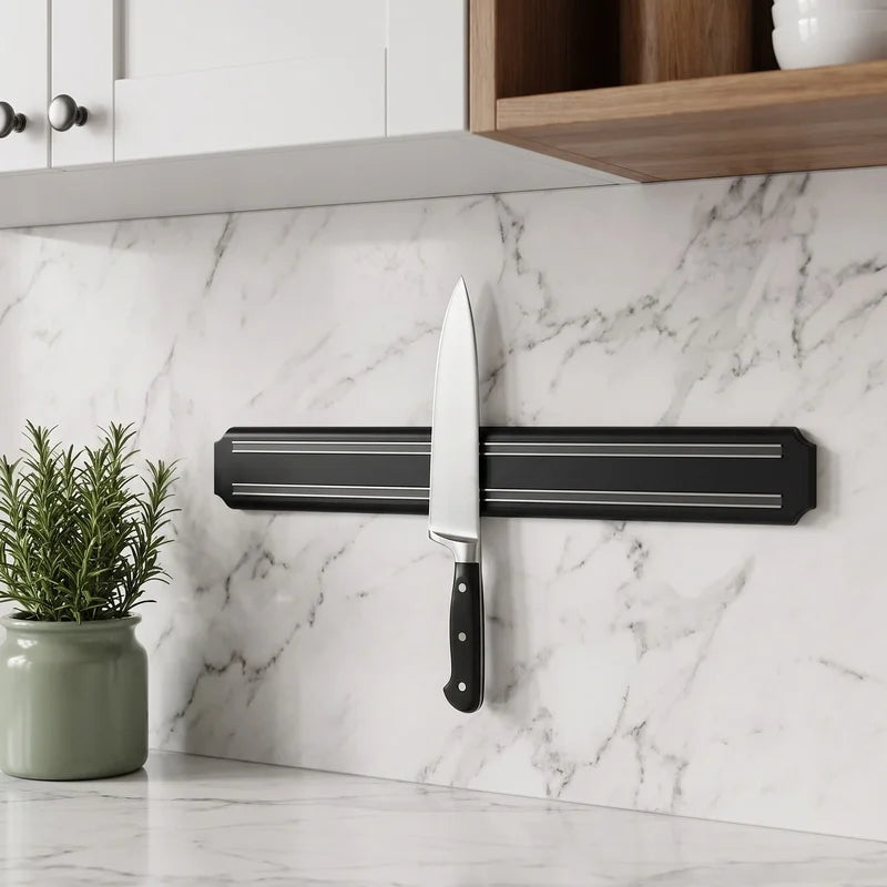 support couteaux magnétique noir moderne 38cm rangement cuisine