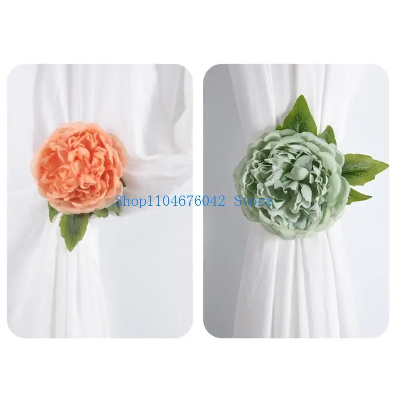 attaches rideaux fleurs artificielles clips métalliques blanc rose vert bleu réaliste intérieur anneaux boucles
