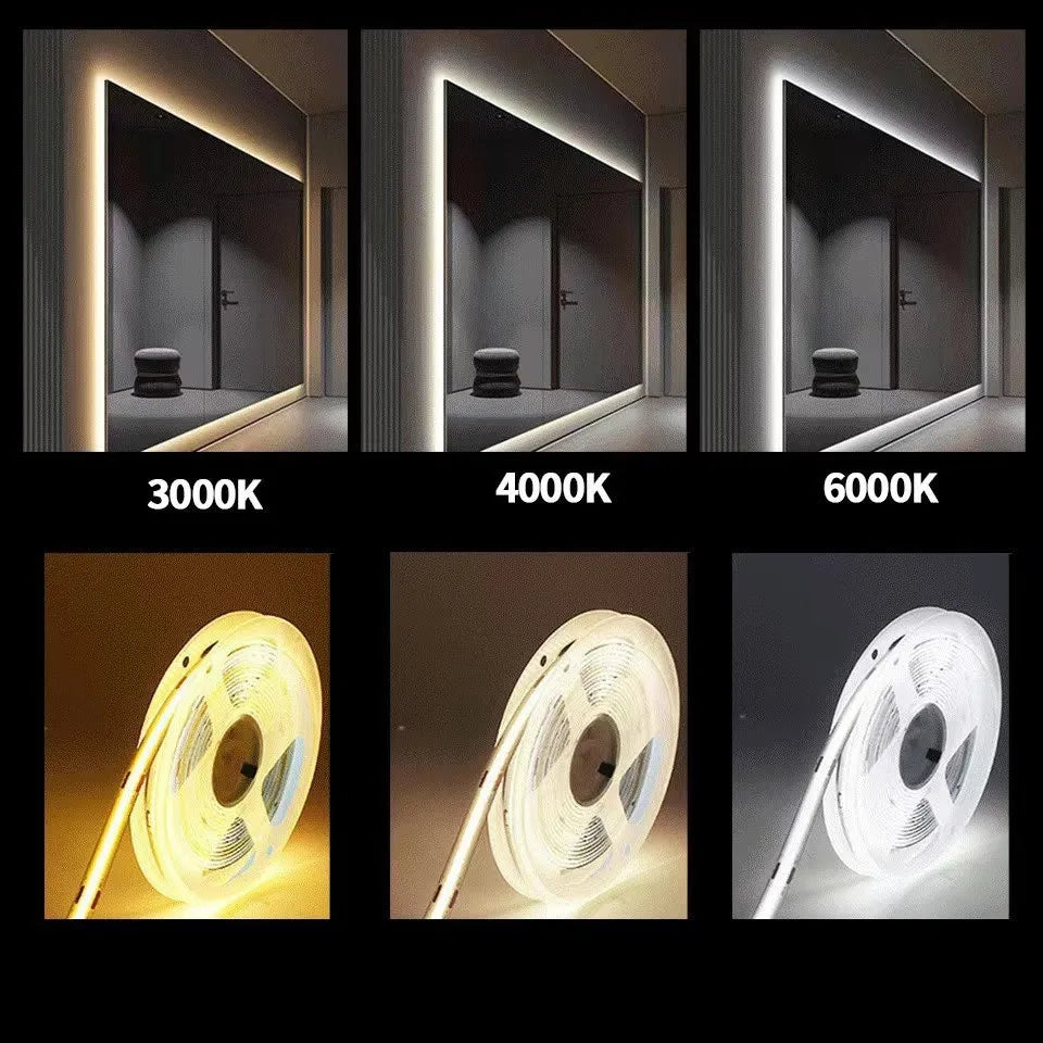 ruban led flexible jaune gris points noirs adhésif connecteurs moderne 3000k 4000k 6500k 12v