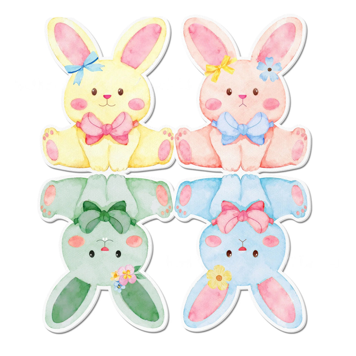 serviettes papier jetables forme lapin pâques printemps enfantins motifs visages lapins aquarelle festiveDecoration