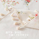 nappe table rectangulaire coton fleurs pompons bordure décorative pastoral maison mariage
