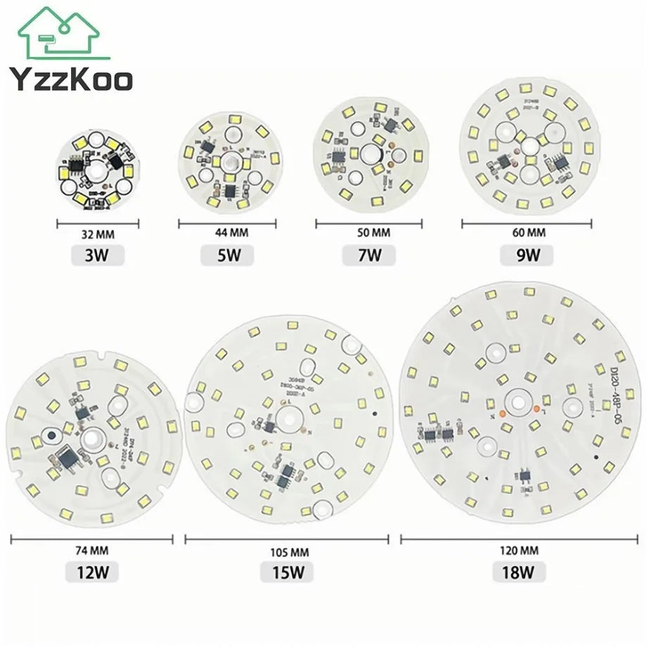 Plaque LED Downlight Chip 3W 5W 7W 9W 12W 15W 18W Blanc Gris Circulaire