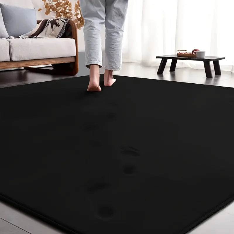 tapis noir uni moderne maison chambre salon prière extérieur décoration non glissant facile nettoyer