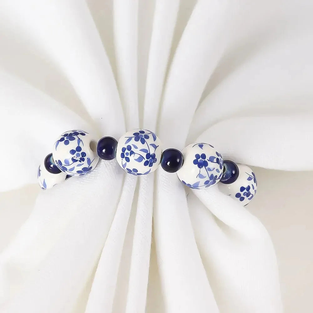 bracelet boho chic bleues fleurs blanc respectueux environnement