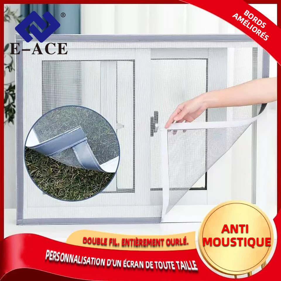 moustiquaire fenêtre autocollante blanche maille fine protection insectes velcro intérieur maison été réutilisable