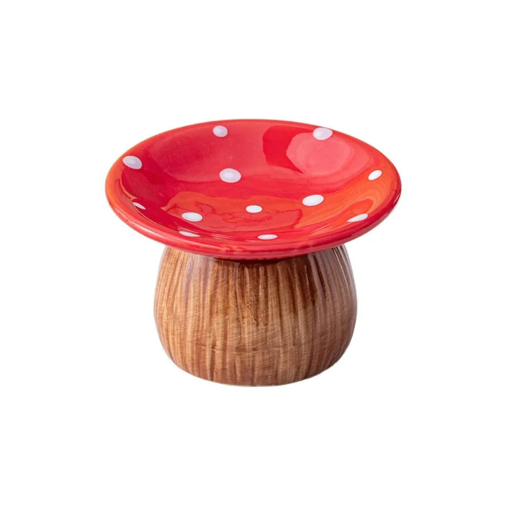 support bijoux forme champignon couleur rouge blanc texture bois moderne élégant bracelet bague montre