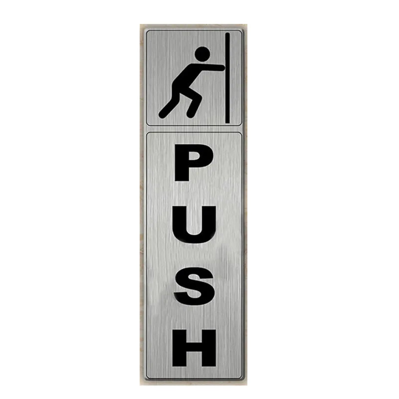signalisation porte coulissante push pull adhésive argentée personnage humain moderne intérieur restaurant