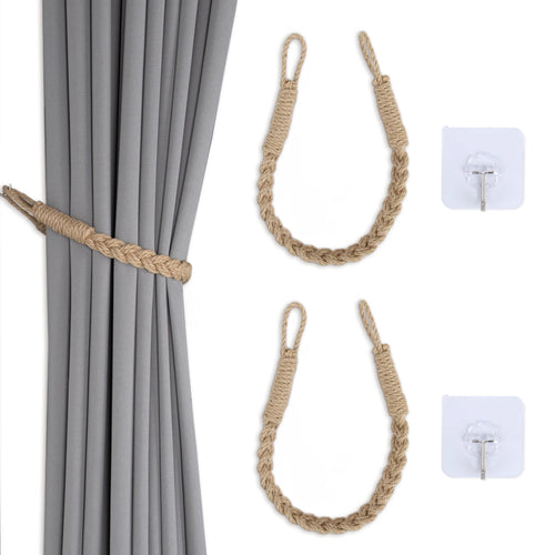 rubans fixation rideaux tissu corde tressée coton chanvre gris beige moderne rustique adhésif