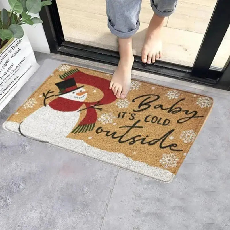 Tapis d'entrée bonhomme de neige près d'une porte