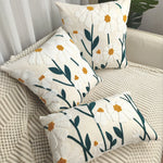 taie d'oreiller brodée fleurs marguerite 100% polyester décoratif salon voiture opacité blanc jaune vert
