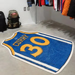 tapis sportif bleu rouge numeros joueurs bordure blanche antidérapant polyester intérieur extérieur salon chambre