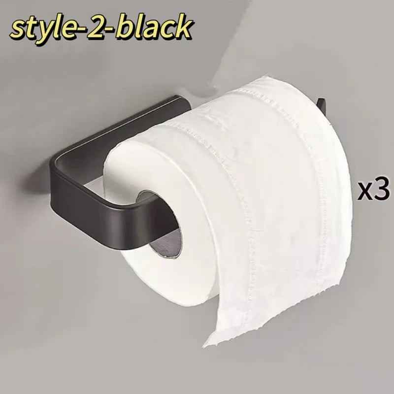 porte serviettes papier noir adhésif moderne salle bains papier toilette cuisine rouleau support étanche