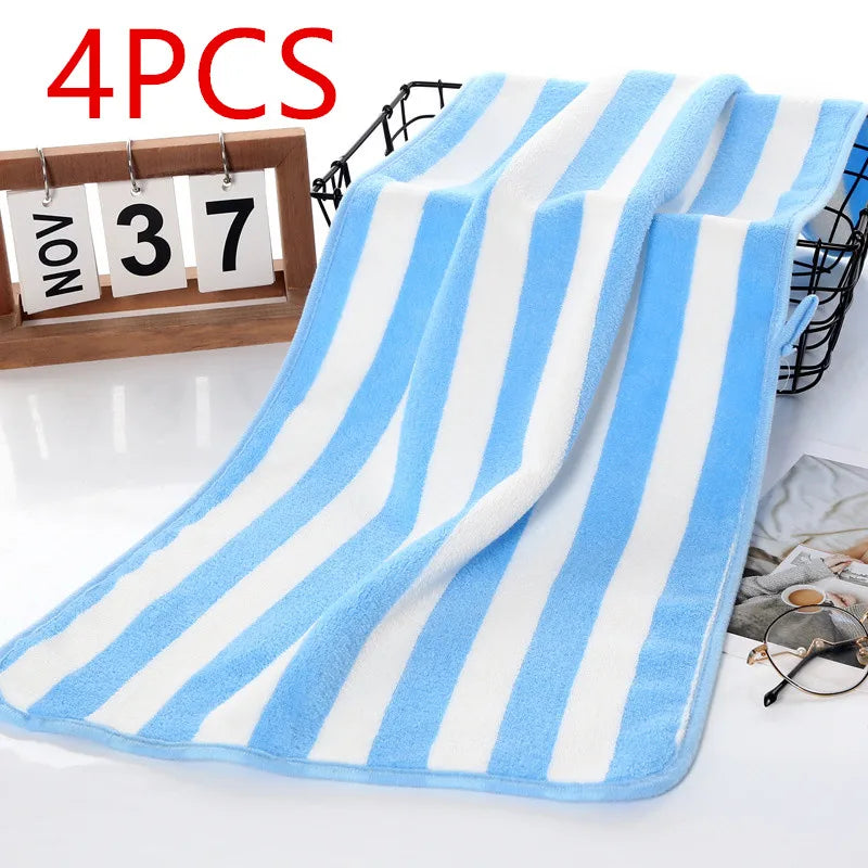serviettes bain microfibre séchage rapide rayées moderne rose bleu vert gris blanc adultes