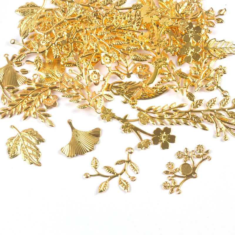 connecteurs métal doré feuilles branches décoration artisanale scrapbooking bijouterie 21 78mm