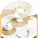 tapis table rustique tissé main spirale naturel 30cm 18cm farmhouse decoration assiettes couverts dorés