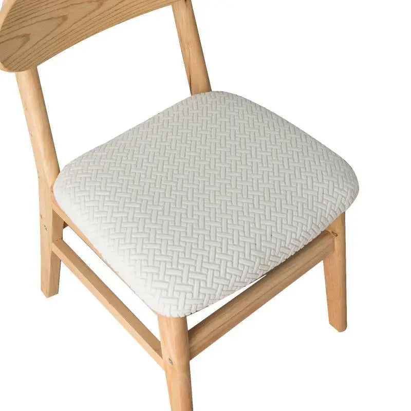 housse chaise moderne tissu géométrique polyester coton gris bois naturel