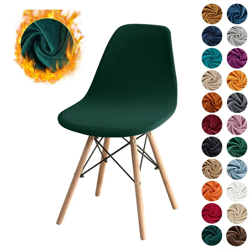 Chaise couvre velours étirable moderne fixée couleur vert foncé beigeclair