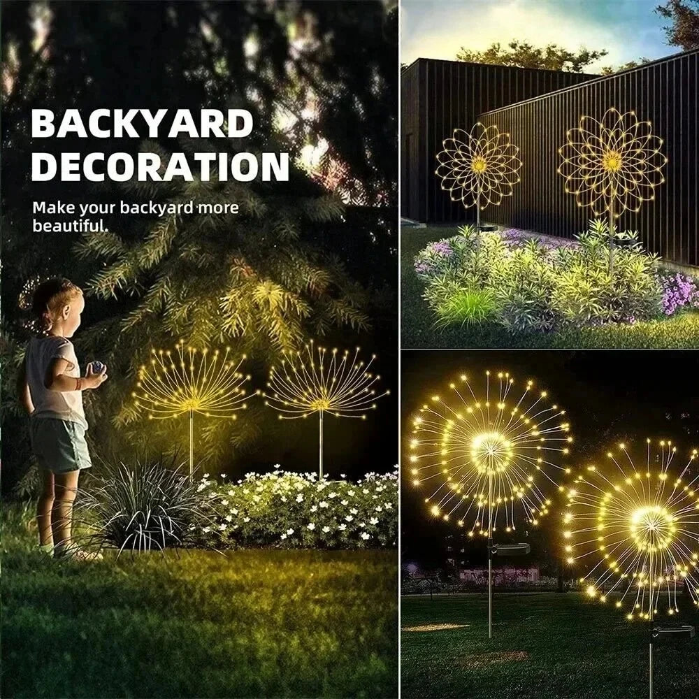 lumières solaires led multicolores étoiles feu dartifice moderne décoratif extérieur piquet socle solaire