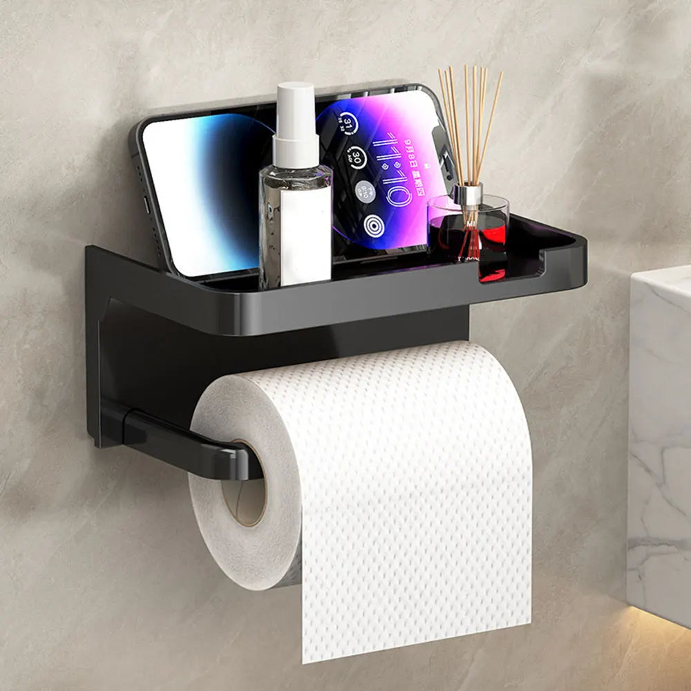porte serviettes moderne adhésif sans perçage noir mat papier toilette étui serviettes flacon parfum