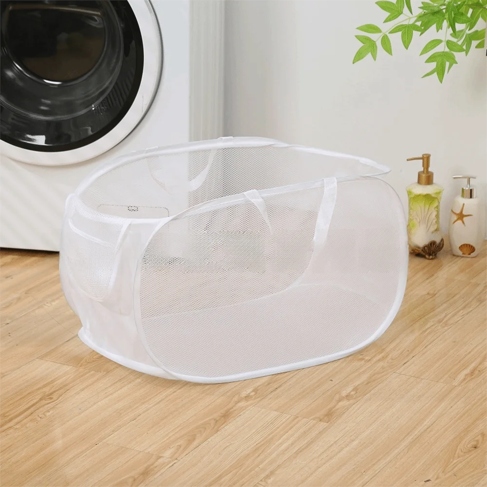 panier linge pliable blanc beige bleu marine maille respectueux environnement poignées moderne rangement
