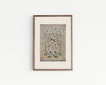 affiche encadrée illustration florale oiseaux vintage beige marron cadres bois chambre salon decoration