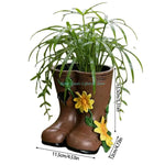 vases formes bottes pluie couleurs marron jaune vert violet rose imitation cuir fleurs rustique