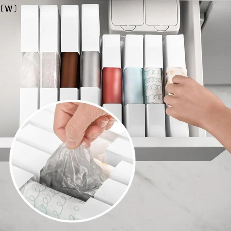 boîtes rangement pliables modernes minimalistes blanches imprimées adhésives sacs plastique gants jetables déchets frais