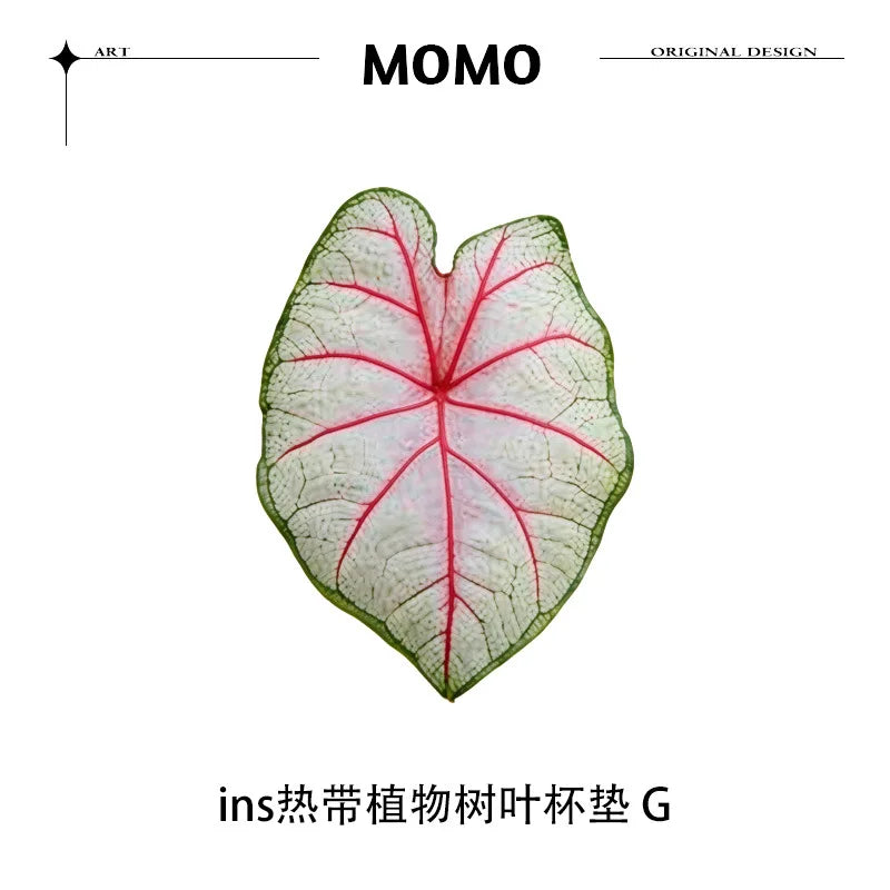 coasters feuilles tropicales vert blanc rose moderne respectueux environnement set 4pcs 5pcs