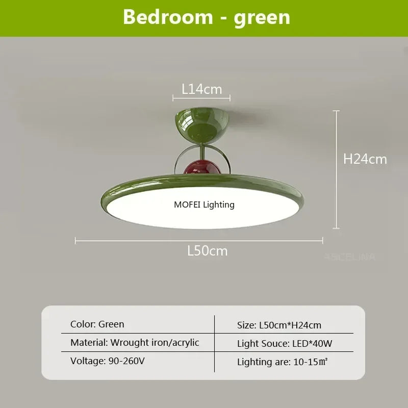 lampe moderne ronde acrylique vert blanc rouge 50h24cm led