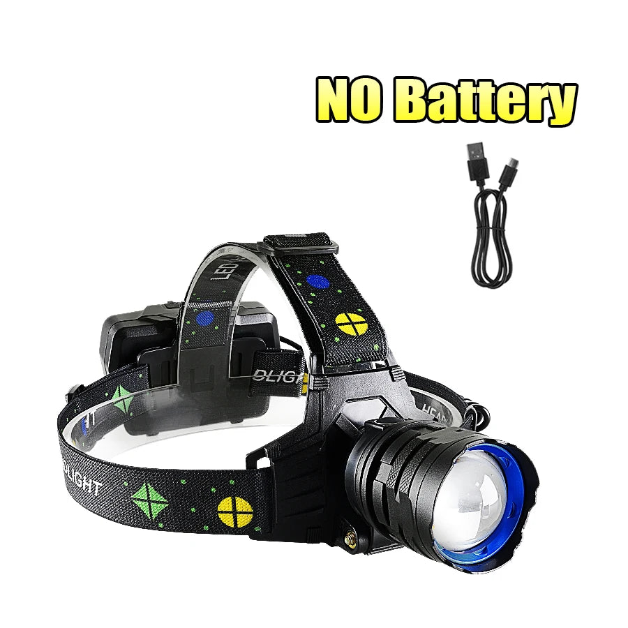 lampe frontale led rechargeable haute puissance noir bleu jaune vert