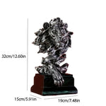 statue lion décorative bois imitation détaillée moderne ornement entrée beige doré argenté