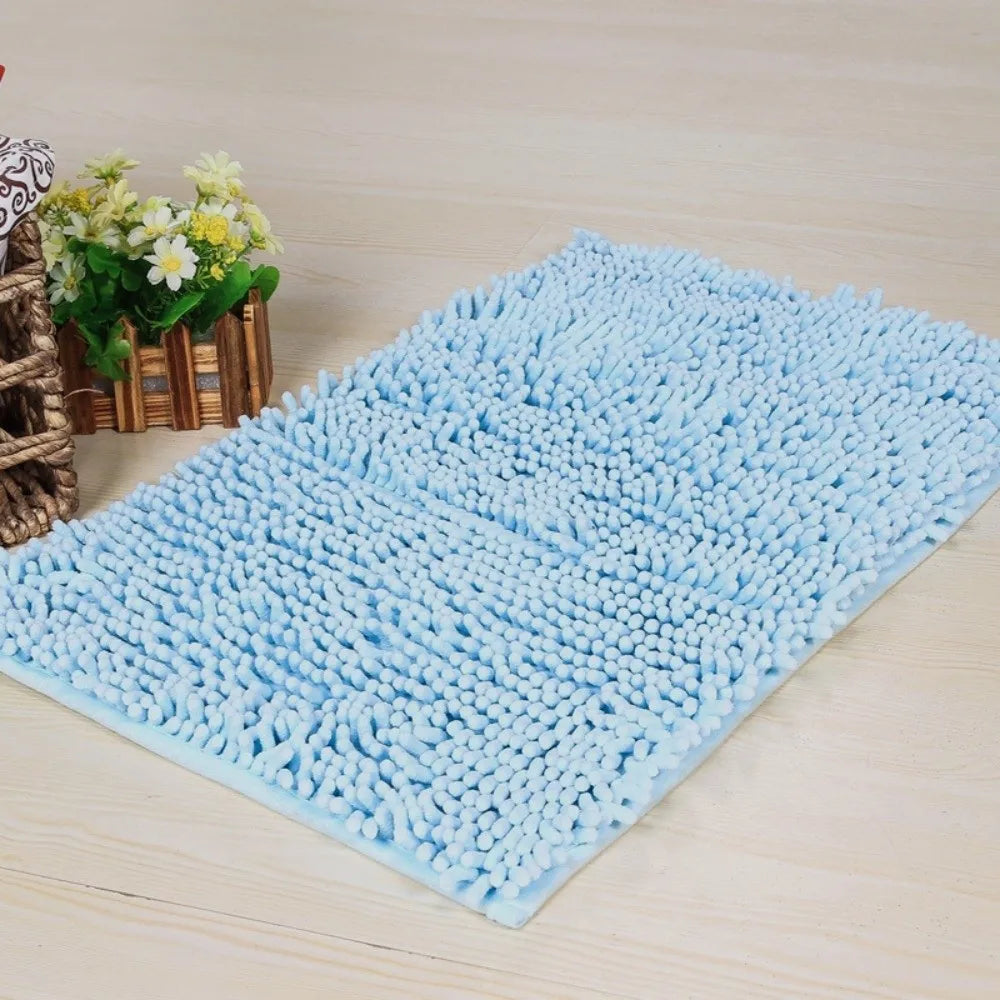 tapis bain polyester anti dérapant lavable machine moderne gris bleu marron texture boules 40x60cm
