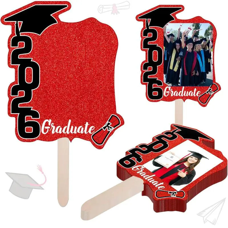 décorations fête graduation fanions pailletés numéros 2026 glue dots pic fixations photos incluses