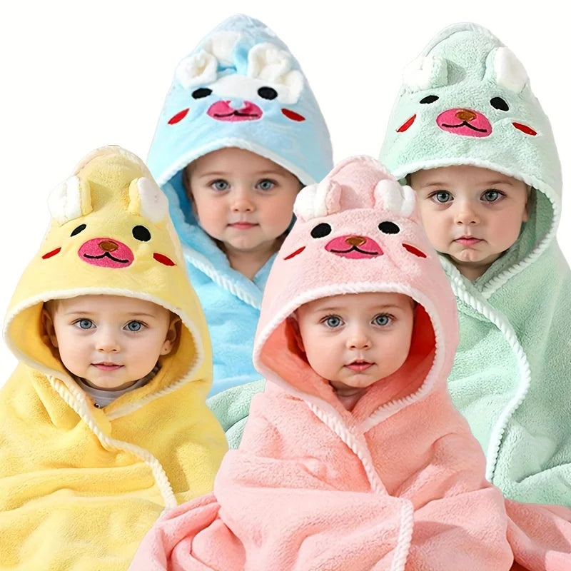 serviette bain bébé verte dessin animé oreilles lapin douce moelleuse bordure blanche confortable ans