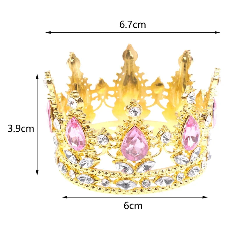 couronne fête or rose blanche strass élégante princière anniversaire décoration gâteau transparente festive métal