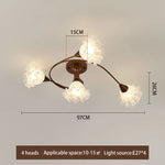 luminaire abatjours floral translucide structure métallique marron blanc décoratif lumières