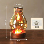 lampe poser moderne transparent base bois brun doré ridées minimalistes